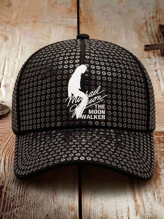 Unisex Retro Commemorative Baseball Cap: "King of Pop" Faux-Sequin Print Edition