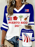 Women‘s Puerto Rico Art Printed Long Sleeve Top