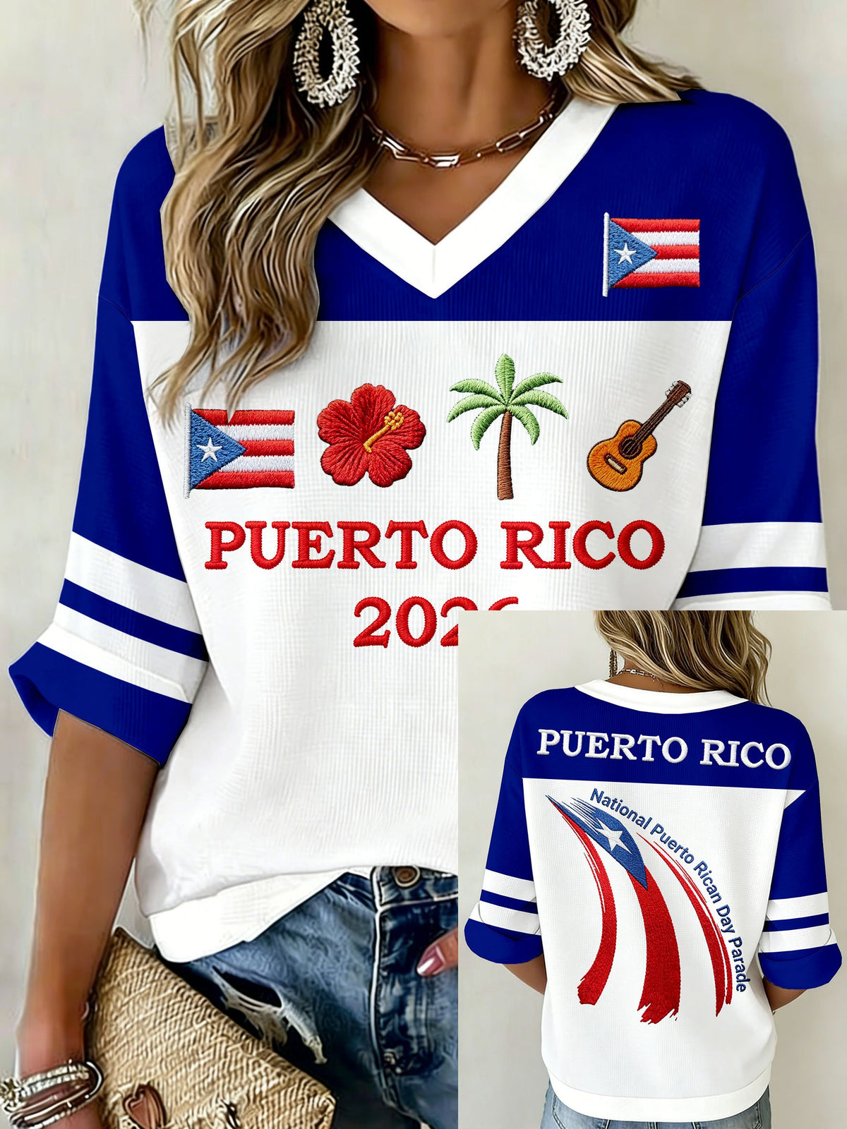 Women‘s Puerto Rico Art Printed Long Sleeve Top
