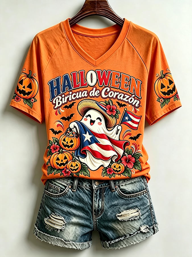 Women's Puerto Rico Halloween Graphic T-shirt
