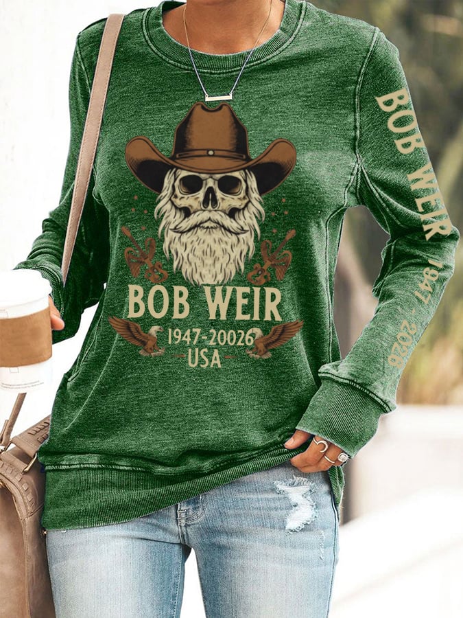 Women's Vintage Rock Tribute Print Casual Sweatshirt