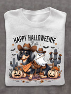 Dog Ghost West Halloween Art Print Thin Sweater