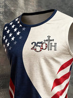 Men's Retro Independence Day Patriot Crew Neck Tank Top