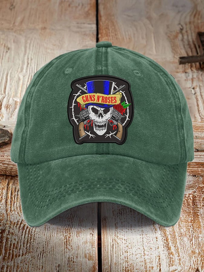 Retro Rock Roses Print Baseball Cap