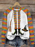 Women's Halloween Witch Legs Print Casual Sweatshirt