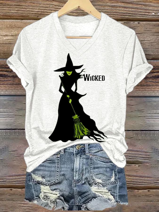 Women's Halloween Witch Print Casual T-Shirt