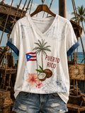 Women's Puerto Rico Pride Art Printed T-shirt
