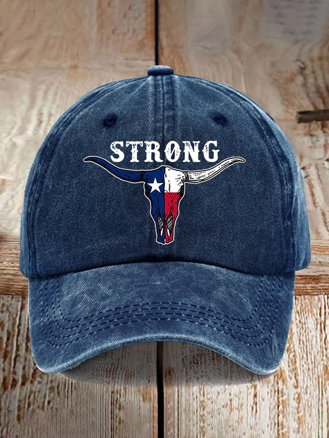 Vintage Texas Strong Print Baseball Cap