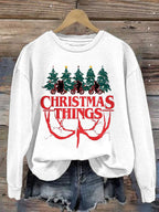 Women's Casual Christmas Dog Print Long Sleeve Sweatshirt
