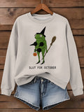 Women's Halloween Crew Neck Print Sweatshirt