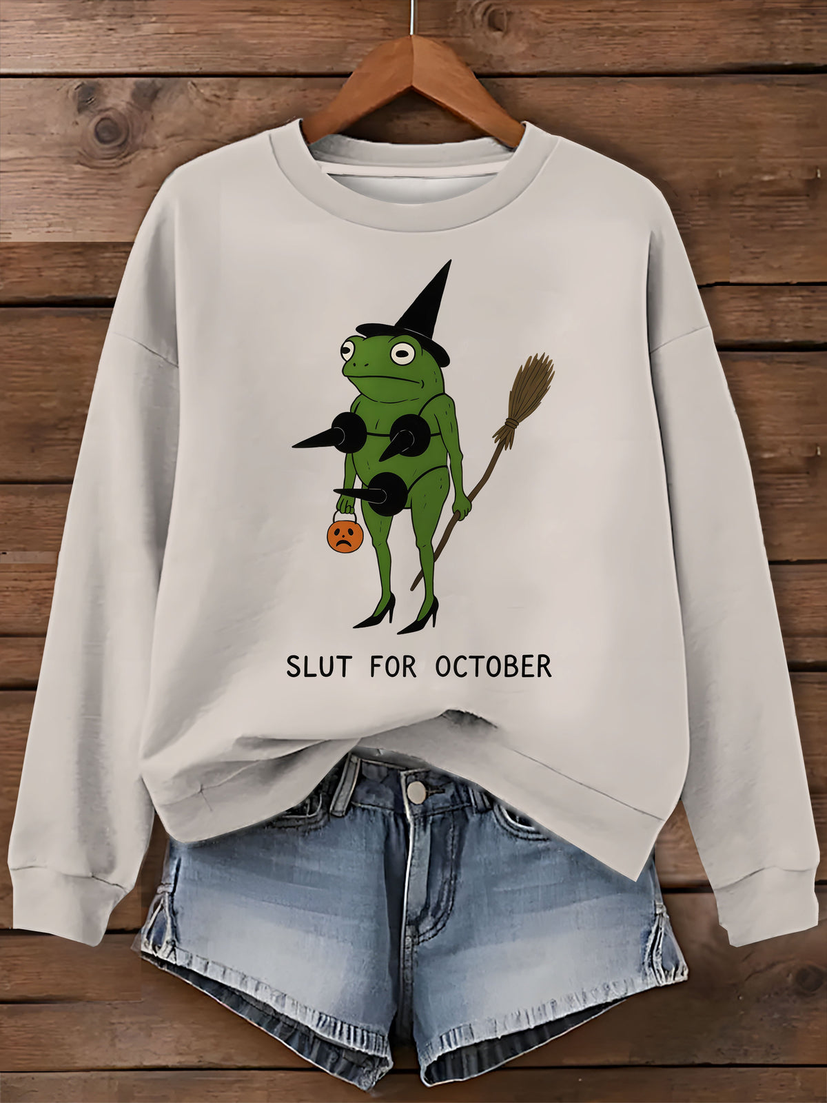 Women's Halloween Crew Neck Print Sweatshirt