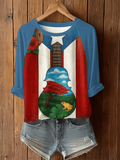 Puerto Rican Christmas Tree Printed Raglan Top
