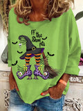 Women's Halloween If The Shoe Fits Printed Crew Neck Sweatshirt