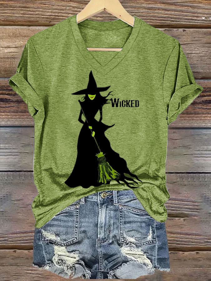 Women's Halloween Witch Print Casual T-Shirt