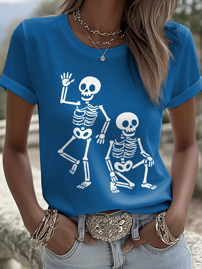 Women's Halloween FDT Printed Casual Crew Neck T-Shirt