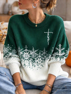 Women's Christmas Print Casual Knit Top