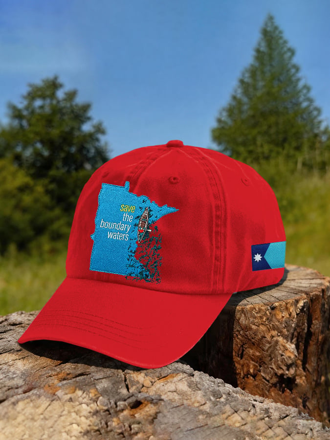 Retro Save The Boundary Waters Mn State Print Baseball Cap
