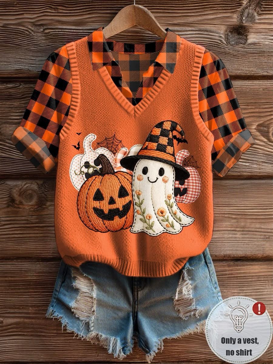 Women's Halloween Pumpkin Print Vest