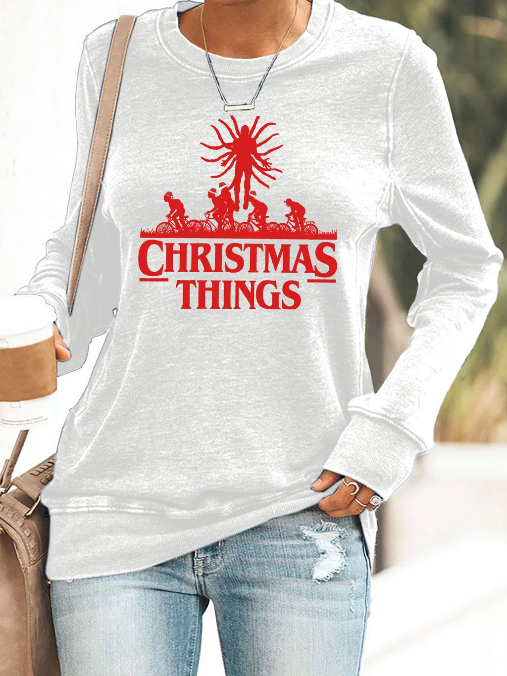 Retro Christmas Things Print Sweatshirt