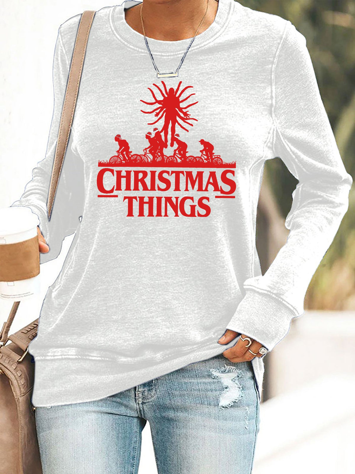 Retro Christmas Things Print Sweatshirt