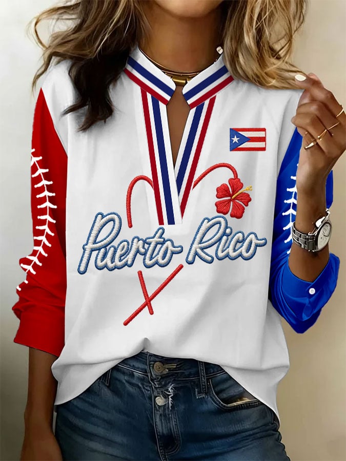 Women's Vintage Baseball Print Art Shirt