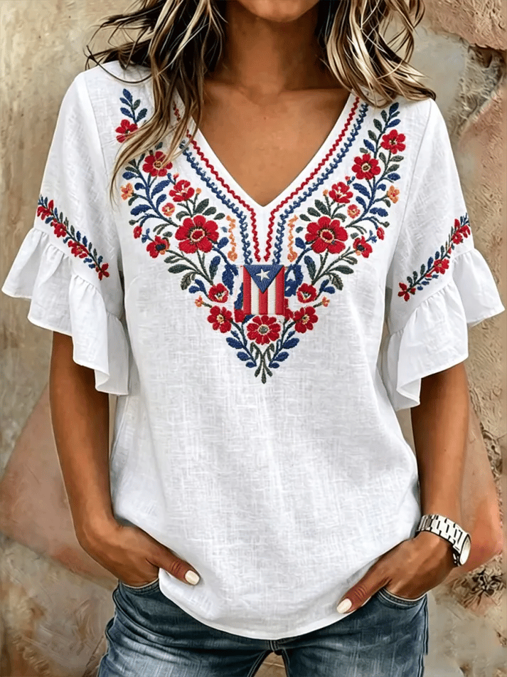 Women's Puerto Rico Print Casual Top
