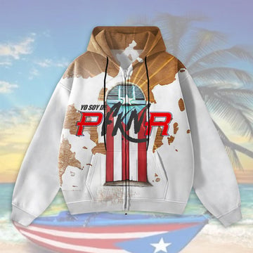 Puerto Rican Print Zippered Sweatshirt Jacket