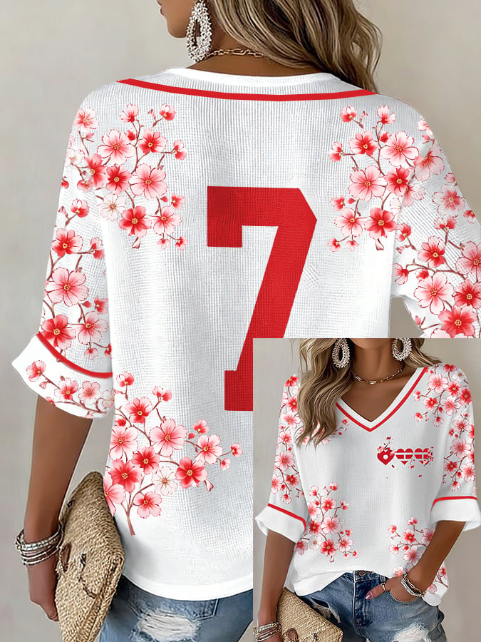 Women's Singer-Print Waffle-Knit Top