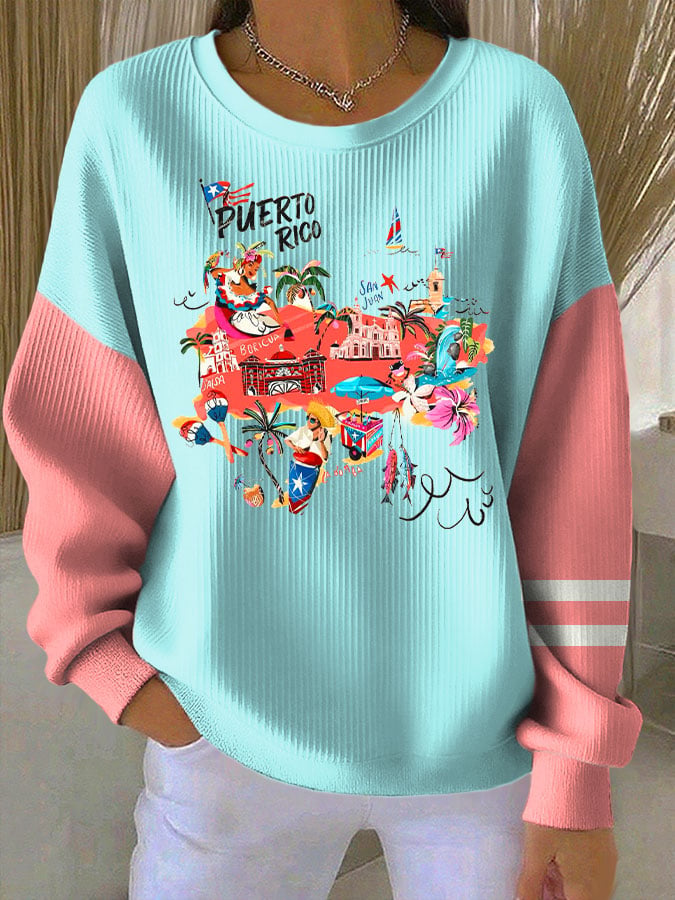 Puerto Rico Color Leisure Women's Printed Casual Knit Top