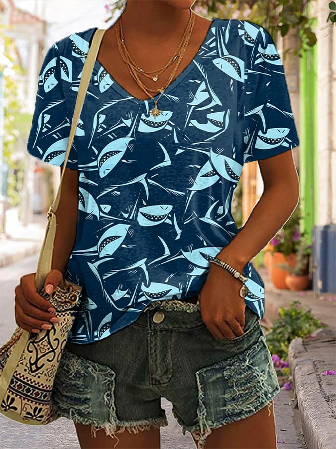Women's Shark Print T-Shirt