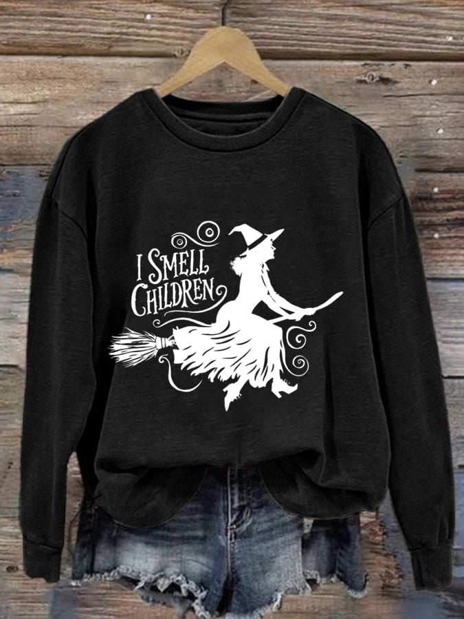 Women's I Smell Children Salem Witch Trials Print Sweatshirt