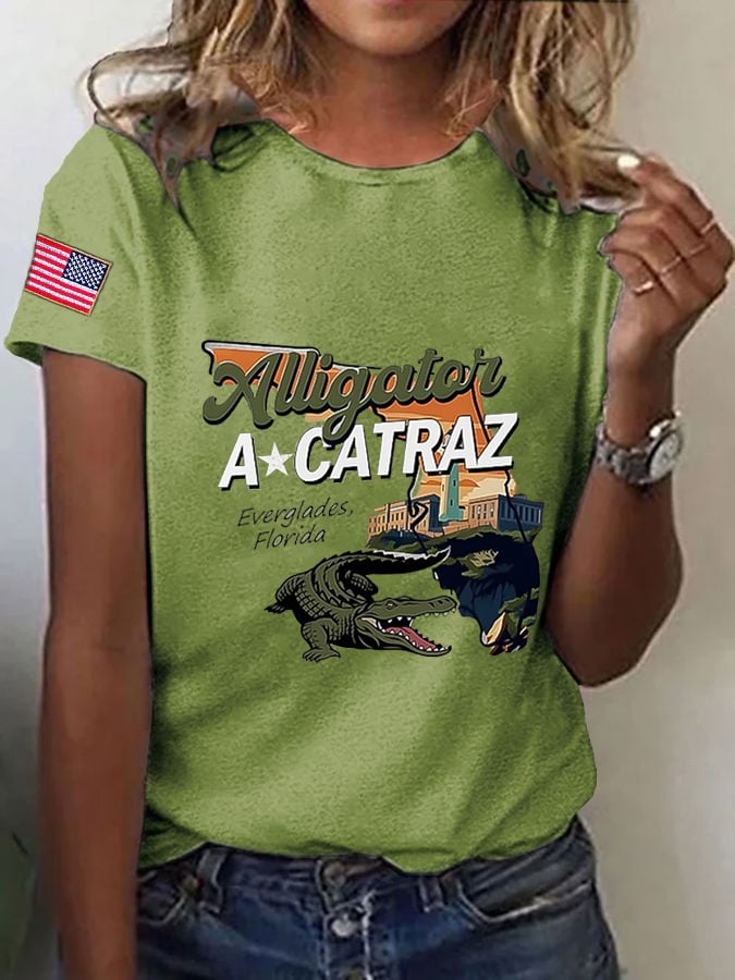 Women's Alligator Alcatraz Print T-shirt