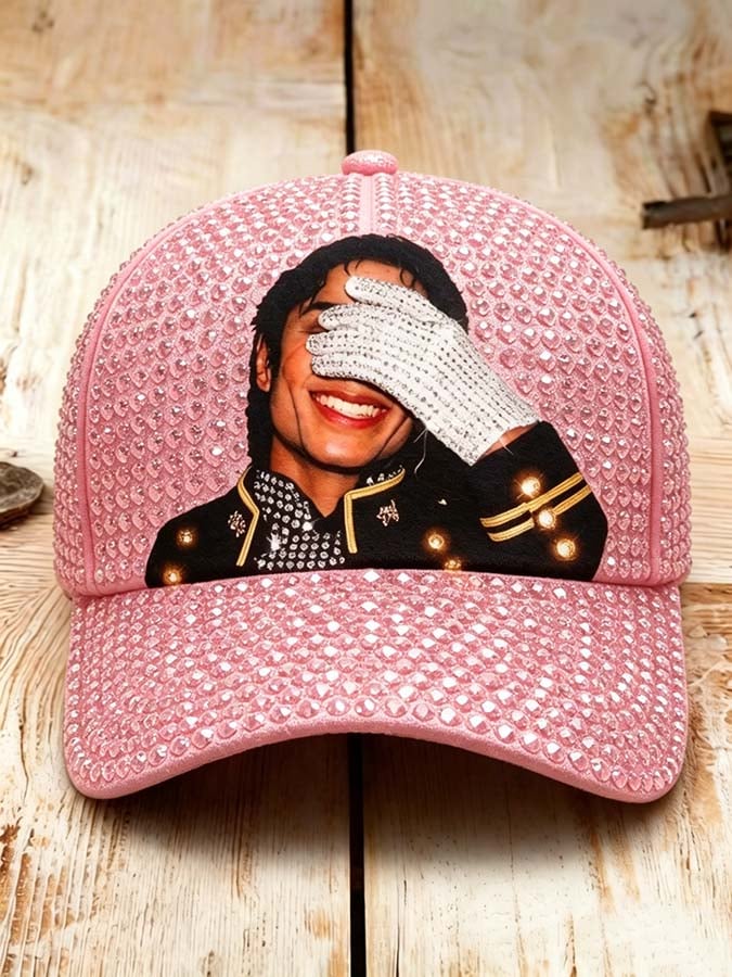 Unisex Retro Commemorative Baseball Cap: "King of Music" Faux Rhinestone Print