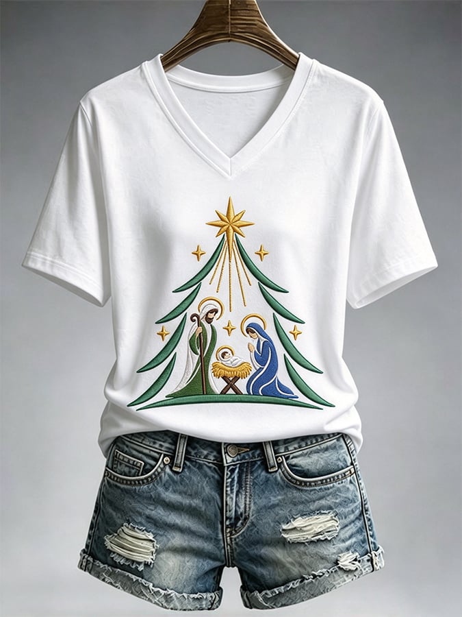 Women's Christmas Nativity Print Casual Sweatshirt