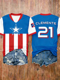 Women's Puerto Rico Baseball Print T-Shirt