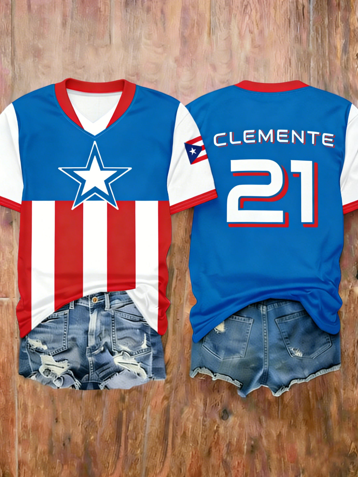 Women's Puerto Rico Baseball Print T-Shirt