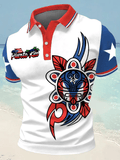Men's Puerto Rico Print Casual Polo Shirt