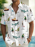 Men's Shark Art Print Casual Shirt
