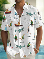 Men's Shark Art Print Casual Shirt