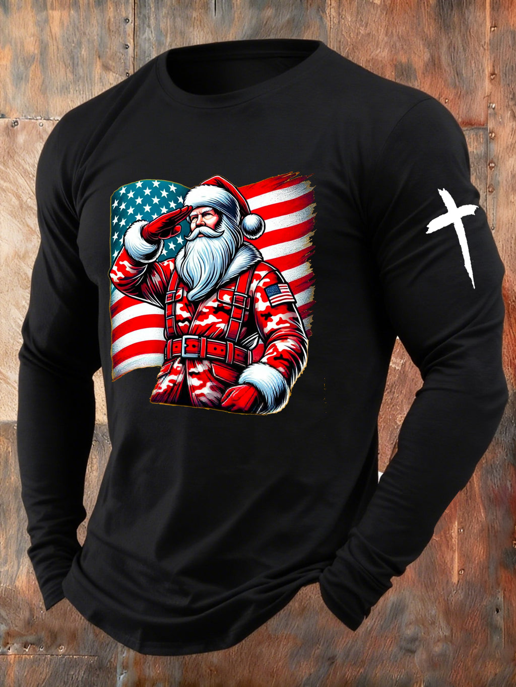 Men's Christmas Patriotic Veteran Gift Crew Neck Top