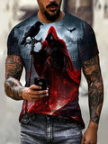 Men's Halloween Spooky Face Print T-Shirt