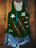 Puerto Rico Printed Casual Tank Top
