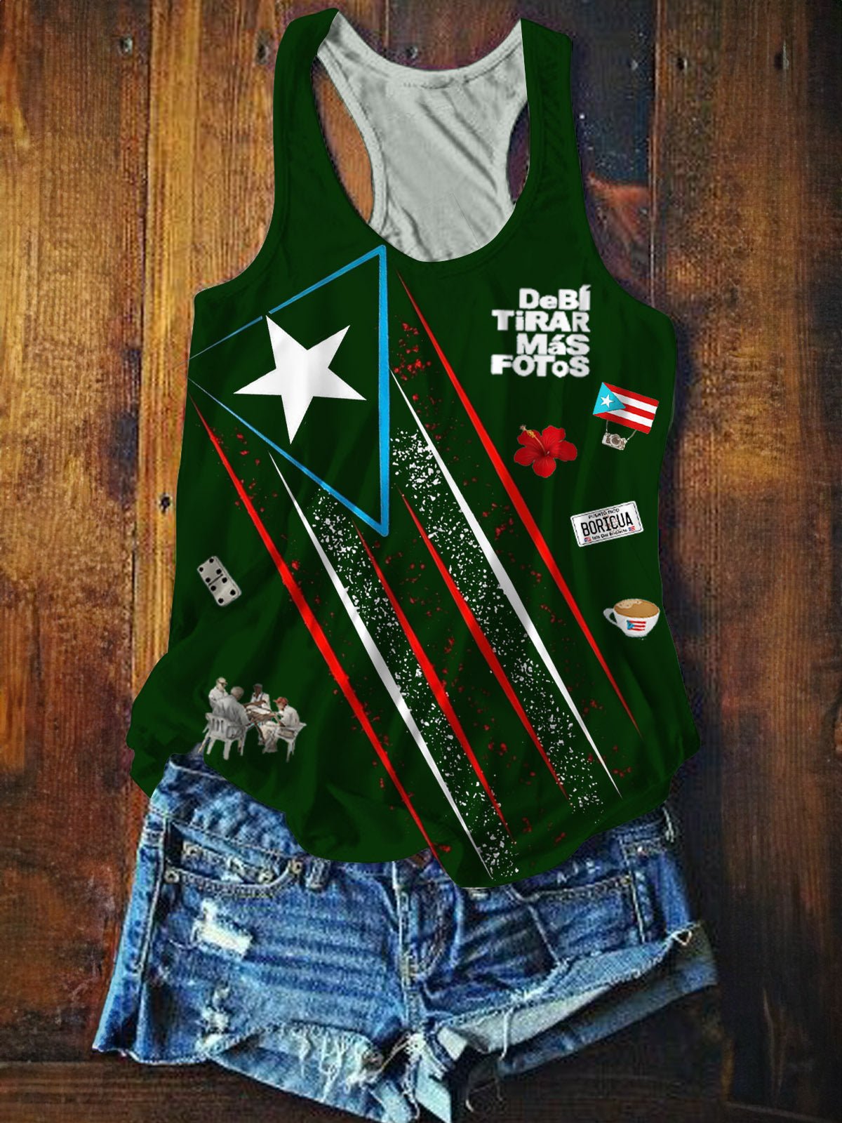 Puerto Rico Printed Casual Tank Top