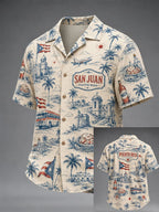 Men's Puerto Rico Art Printed Short-sleeved Shirt