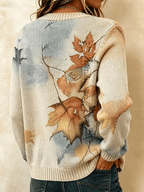 Women'S Casual Maple Leaf Knit Cardigan