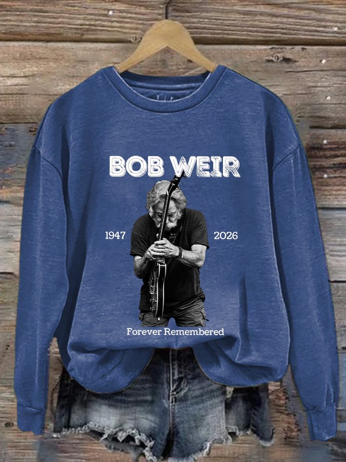 Women's Vintage Rock Tribute Print Casual Sweatshirt
