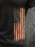 Men's Vintage Patriotic Waffle-Knit Henley T-Shirt