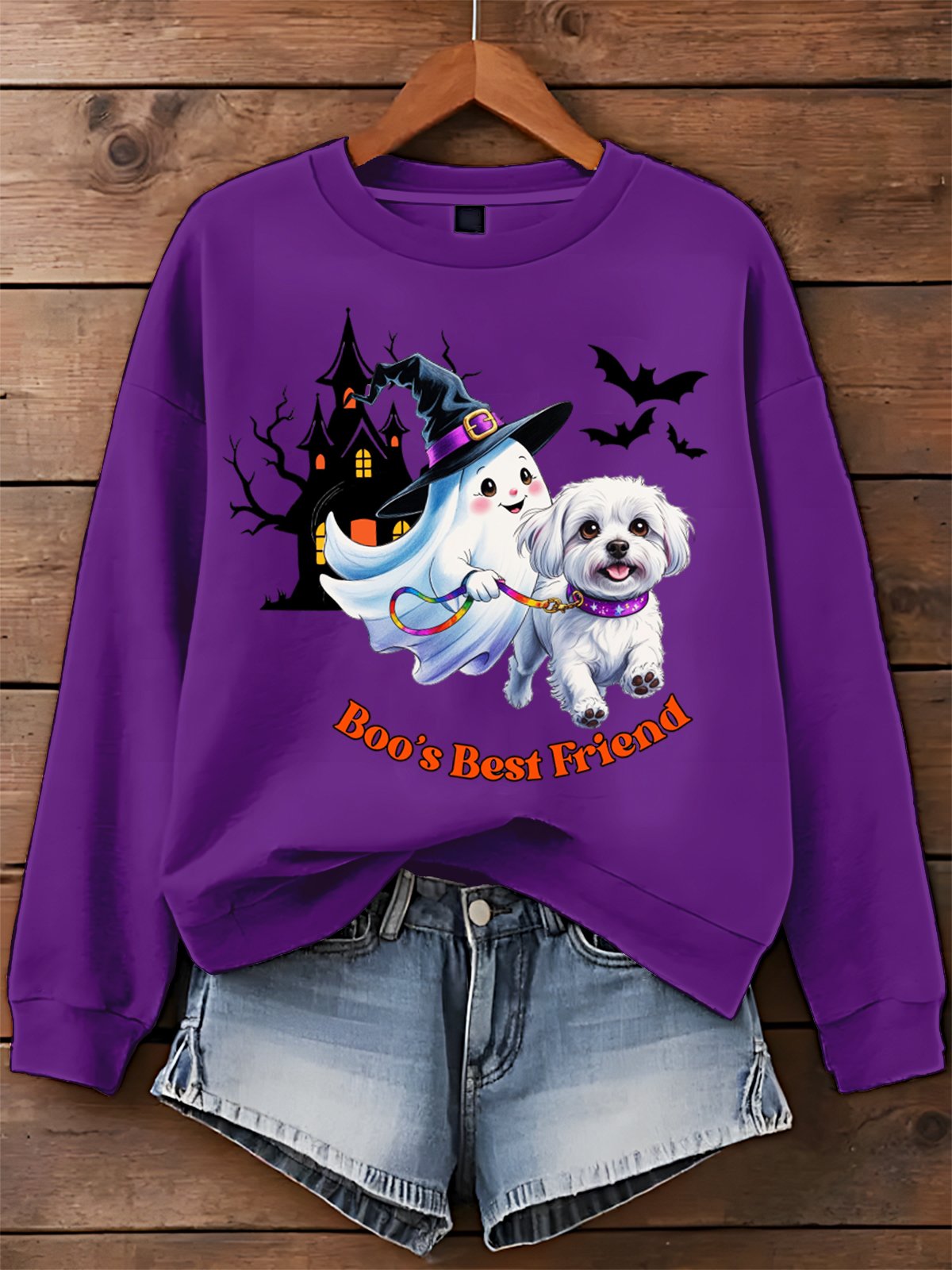 Dog Ghost Best Friend Halloween Art Printed Sweatshirt