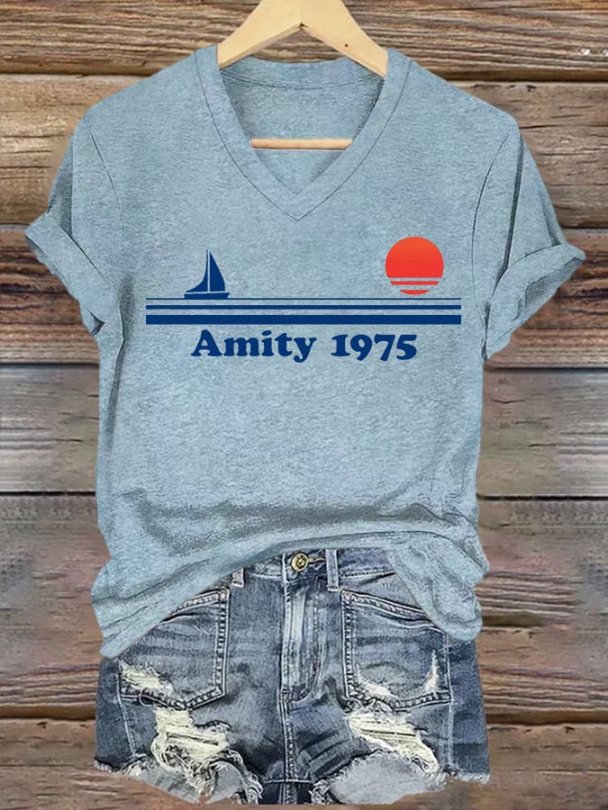 Women's Amity Island 1975 Print T-shirt