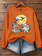 Dog Halloween Leave Bones Buried Art Printed Sweatshirt